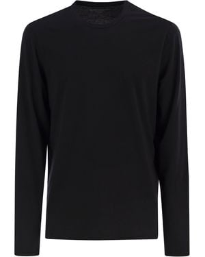 Majestic Majestätische langhältige Crew -Nacken -T -Shirt - Schwarz