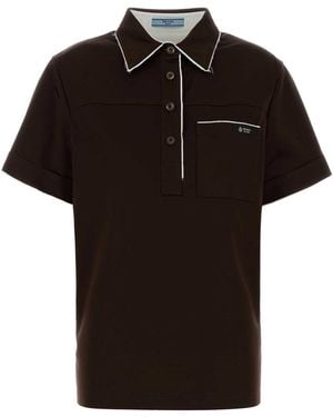 Prada Chocolate Cotton Polo Shirt - Black