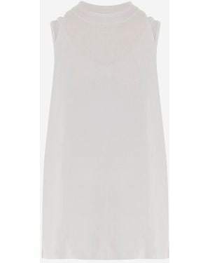 DARKPARK Cotton Tank Top With Fitted Underlay - White