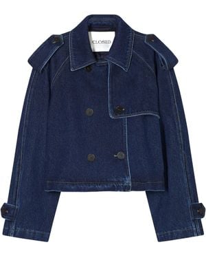 Closed Cropped Trench - Blue