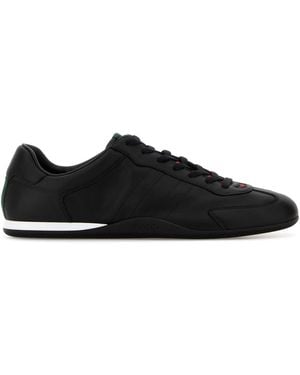 Gucci Solid Leather Sneakers - Black