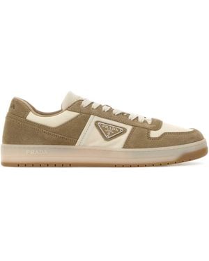 Prada Two-Tone Canvas And Suede Downtown Trainers - Multicolour