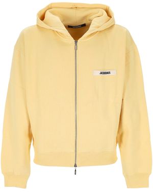 Jacquemus Sudadera con cremallera con capucha beige de beige ligero - Amarillo