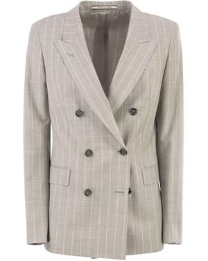 Tagliatore Double-Breasted Pinstripe Blazer - Grey