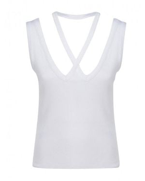 MM6 by Maison Martin Margiela Ribbed Cotton Top - Weiß