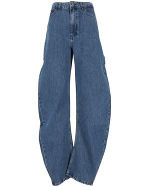 ROTATE BIRGER CHRISTENSEN Draped Barrel Leg Jeans Medium Denim (Regular Fit) - Blue