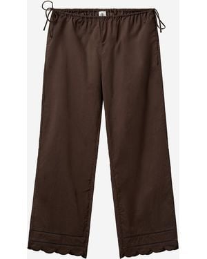 THE GARMENT Kirsten Cotton Trousers With Scalloped Hem - Brown