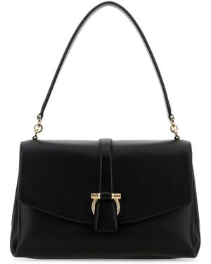 Ferragamo Salvatore Leather Shoulder Bag - Black
