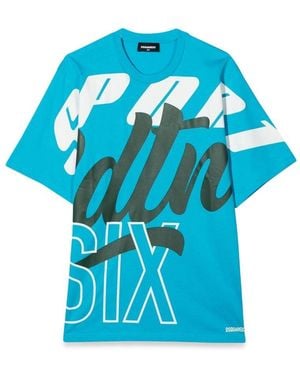 DSquared² T-shirt Allover Writing Unisex - Blue