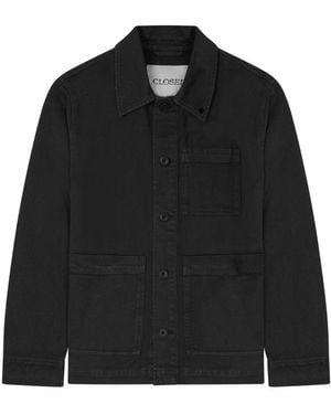 Closed Solid Shirt Collar Jacket - Black