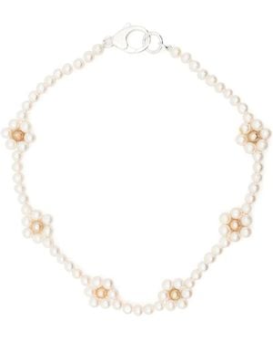 Hatton Labs Collana Perla Con Fiori - Bianco