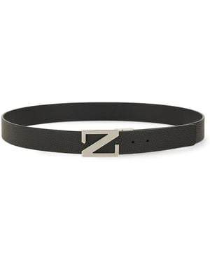 ZEGNA Omkeerbare Riem Met Monogram "z" Gesp - Zwart