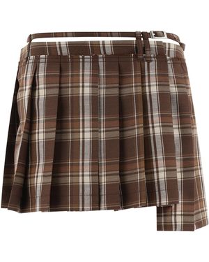 Acne Studios Geplooide Asymmetrische Rok - Bruin