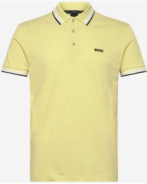BOSS Cotton Piqué Polo Shirt With Logo - Yellow