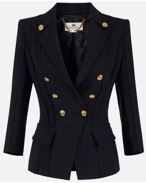 Elisabetta Franchi Jacket With Raw Cut Patterns - Blue