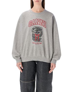 Ganni Kitty Graphic Sweatshirt - Grey