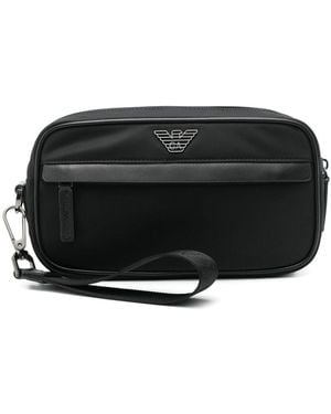 Emporio Armani Logo Nylon Beuaty Case - Zwart