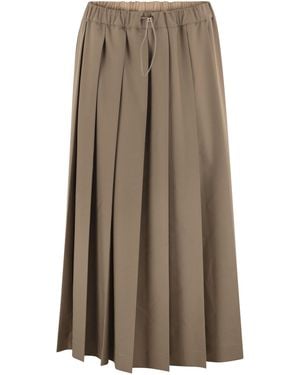 Fabiana Filippi Long Pleated Skirt With Elasticated Waistband - Brown