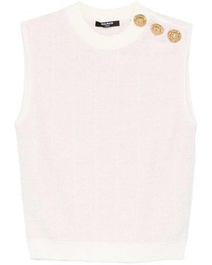Balmain Sleeveless Top With Button - Pink
