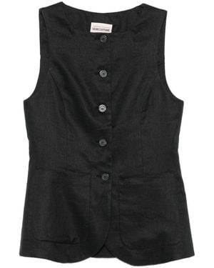 Semicouture Glenna Linen Vest - Black
