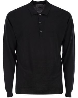 John Smedley Belper Extra Fine Merino Wool Polo Shirt - Black