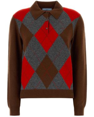 Prada Cashmere Polo Shirt For - Red
