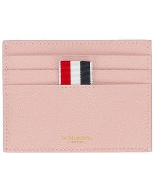 Thom Browne Tarjetero Con Compartimento Para Billetes En Piel Granulada Granito - Rosa
