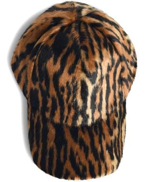 Stand Studio Cyrene Animalier Baseballkappe aus Faux Fur - Schwarz