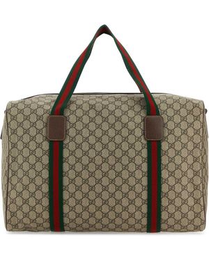 Gucci Gg Supreme Fabric Travel Bag - Brown
