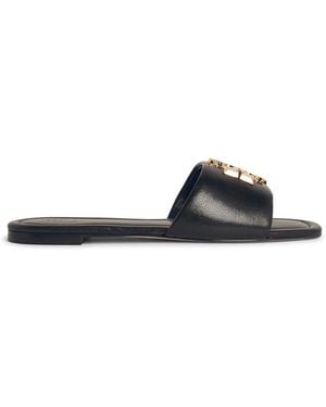 Tory Burch "Eleanor" schwarze Lear-Hausschuhe - Weiß