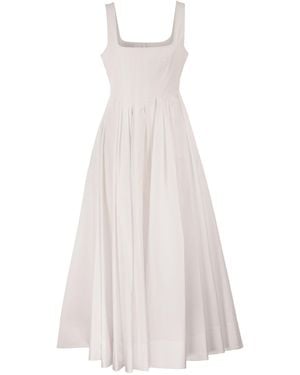 Sportmax Spxgiro – Structured Cotton Midi Dress With Full Skirt - White