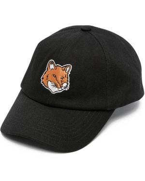 Maison Kitsuné Fox-Embroidered Baseball Cap - Black