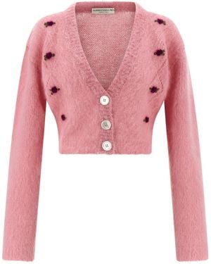 Alessandra Rich 'Carded Mohair' Cardigan - Pink