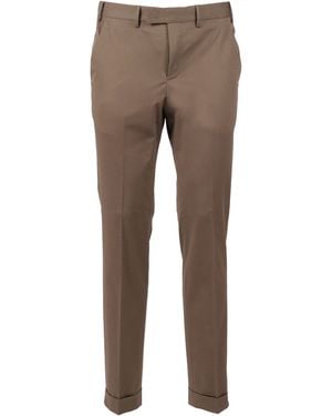 PT01 Master, Flat Front, Diagonal Pockets, Flap Back Pockets, Turn Up - Gray