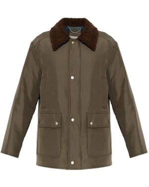 Maison Margiela Jacket With Shearling Collar And Flap Pockets - Brown