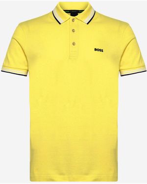 BOSS Cotton Piqué Polo Shirt With Logo - Yellow