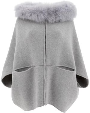 Giovi Laine et poncho en cachemire - Gris