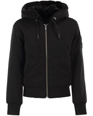 Moose Knuckles Classic Bunny Hooded Sweatshirt With Faux Fur Lining - Black