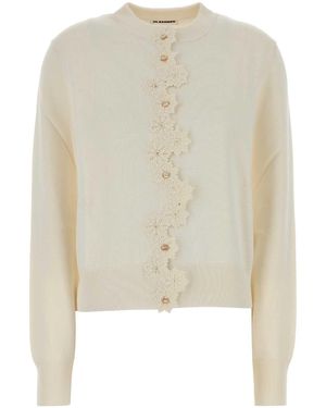 Jil Sander Ivory Stretch Viscose Blend Cardigan - Natural