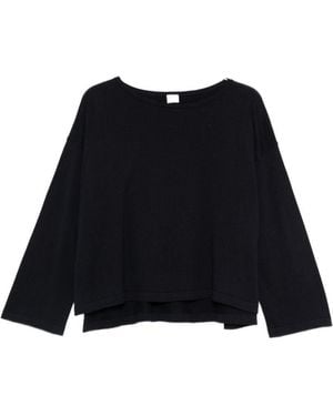 C.t. Plage Baumwollpullover mit Rundhalsausschnitt - Schwarz