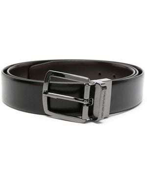 armani black leather belt