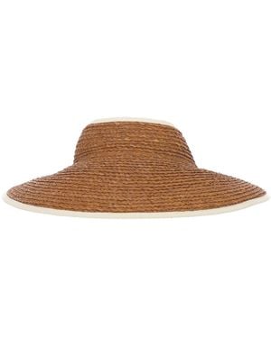Helen Kaminski Wide Brim Raffia Visor Hat - Marron