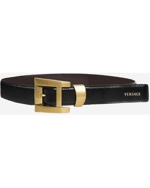 Versace Ceinture en cuir avec logo - Noir
