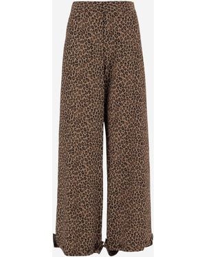 Sa Su Phi Hose aus Baumwollmischung mit Animal-Print - Braun
