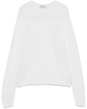 Base London Basiswollen Trui Met Ronde Hals - Wit