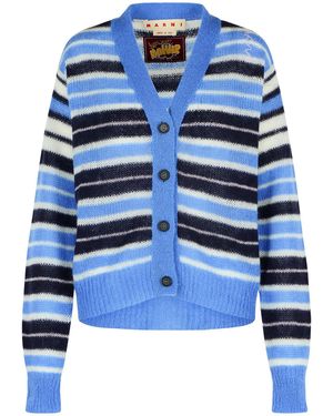 Marni Blue Mohair Wolle Mischung Strickjacke - Blau