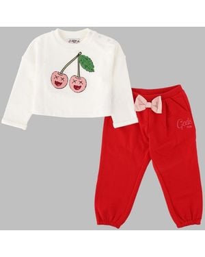 Gcds Girls Cotton Elastane Mini Sweatshirt & Pants Set - Red