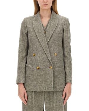 Alysi Double-Breasted Jacket - Grey