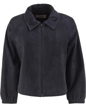 Weekend by Maxmara Wkdzuppa Veste en peau de chèvre en daim - Bleu