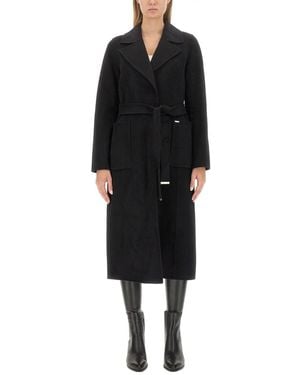 MICHAEL Michael Kors Wool Blend Trench Coat - Black